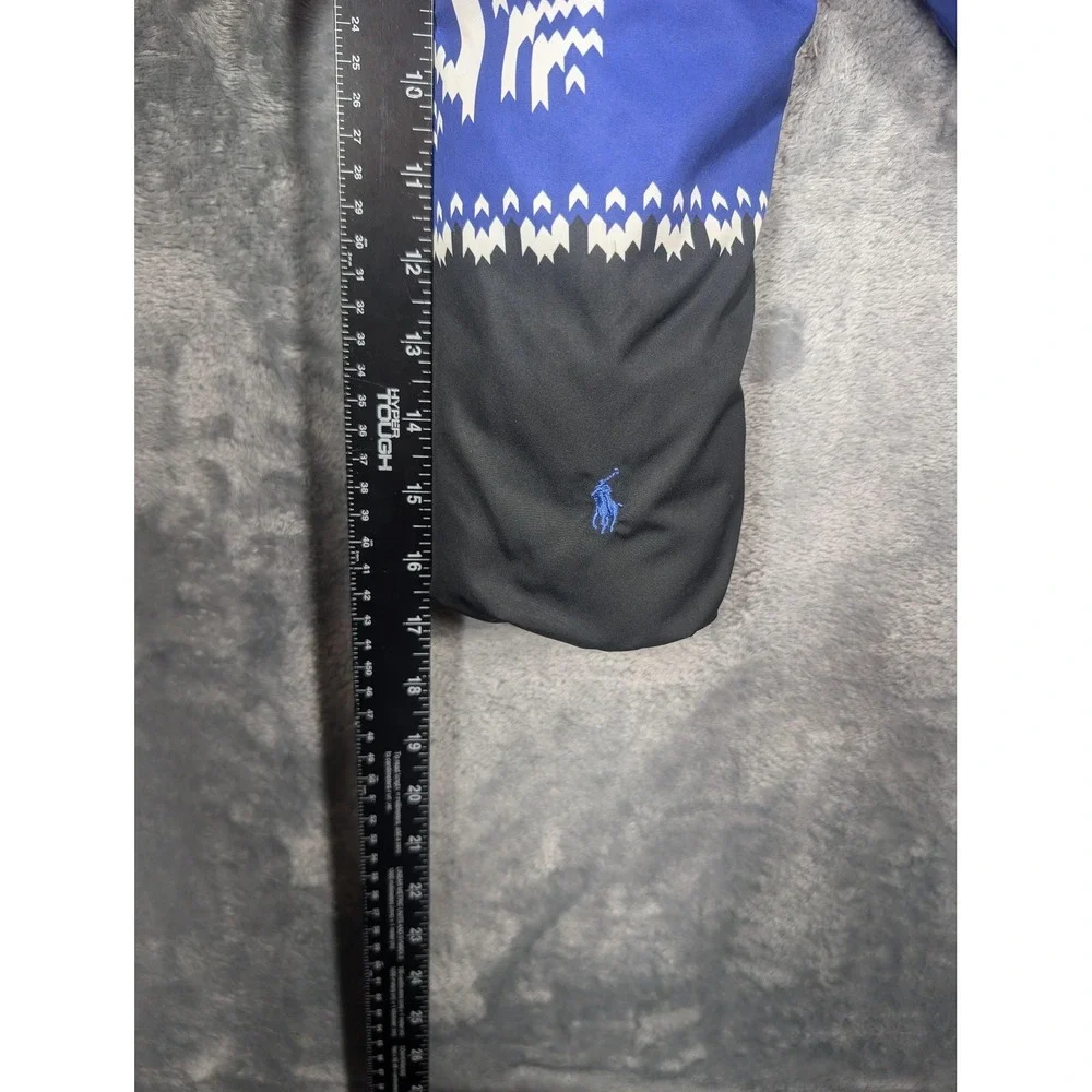 Polo Ralph Lauren Jacket Girls 6 Black Blue Hooded Puffer Snowflake Fair Isle